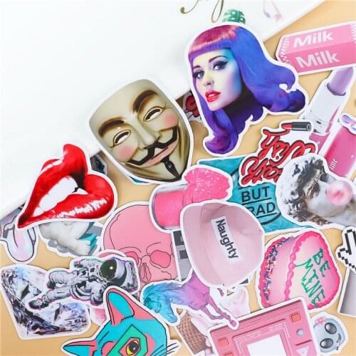 Stickers 37PCS cute Cartoon stickers Anime Graffiti Punk Waterproof Decal Laptop Motorcycle Luggage Snowboard Car Sticker