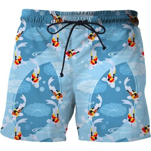 2021 New Summer Swimsuit Mens Beach Shorts Men Quick Dry Swimwear Beach Pants koi pattern Shorts Swimming Surfing Board Shorts