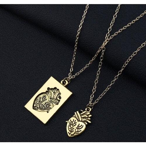 Couple Necklace for Men Women - Puzzle Jewelry Anatomical Heart Pendant Necklace Stainless Steel Chain Collar, for Him Her