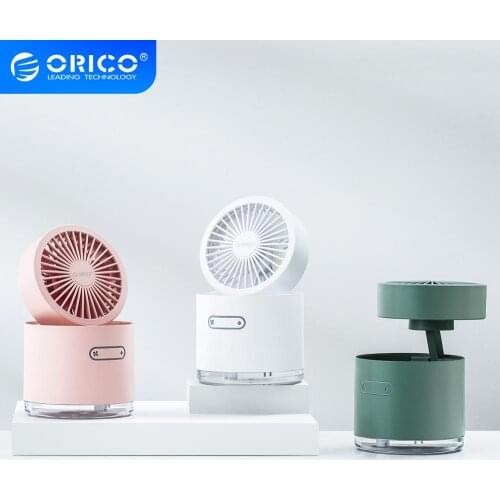 ORICO Portable USB Fan Cooler with 300ml Air humidifier Adjustable Desk LED Fan 3 Speed Rechargeable for Office Home Outdoor