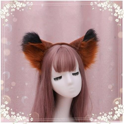 Hot Sale Cat Fox Ears Hairband Cosplay Costume Fox Plush Head Band Headwear Long Girls Kid Cartoon Hair Accessories