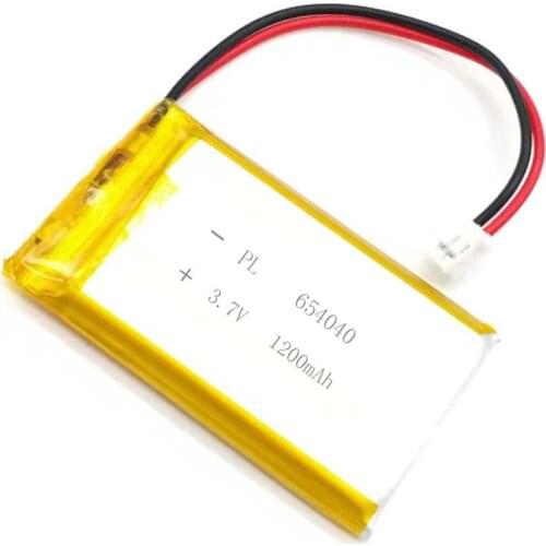 MSDS Verified 3.7V 1200mAh 654040 Li Lithium Polymer ion Battery with 2.0mm JST Connector