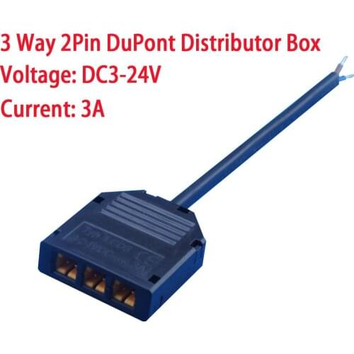 DuPont Distributor Box Black Color 2Pin 3/4/5/6/10 Way 2pin Splitter Box for Single Color LEDs including 2M 22AWG Cables