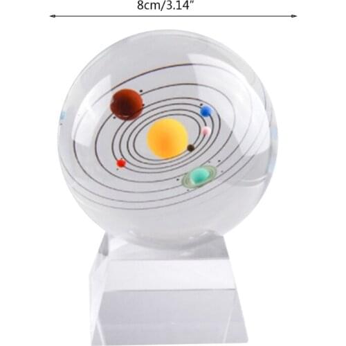 Solar System Eight Planets 3D Crystal Ball Ornaments with Base Elegant Feng Shui Home Decoration Crafts