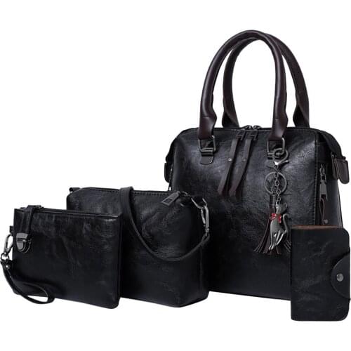 Bag Women Vintage Set Tote Handbag Shoulder Bag Messenger Blosa Day Clutch Four Pieces Tote Bag Crossbody Bag