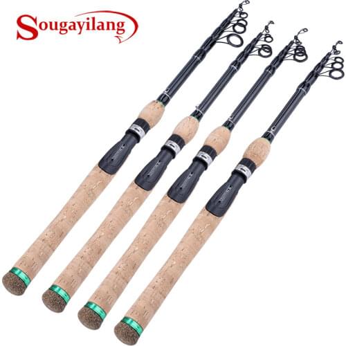 Sougayilang 1.8M-2.7M Protable Telescopic Fishing Rod Cork Handle Spinning Fishing Rod Carbon Fiber Travel Fishing Rod Tackle