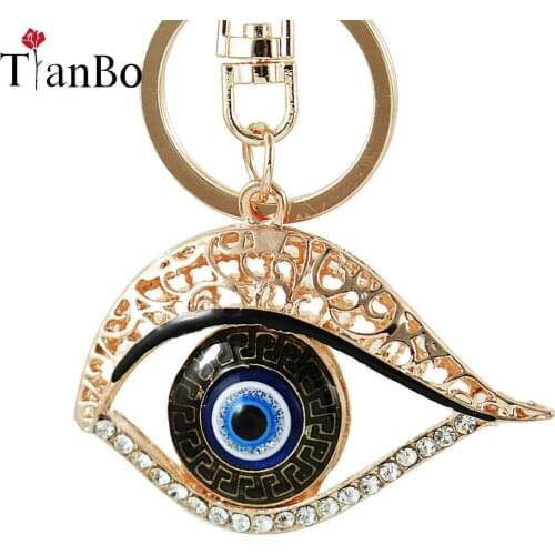 TianBo Lucky Eye Keychain Amazing Lucky Key Chain Ring Fashion Against Lucky Eye With Crystal Stones jewelry