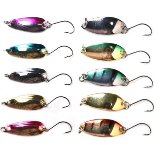 TOMA 10pcs Fishing Metal Spoon Baits Metal Spinner Lure Trout Spoon 2.5g 3.0g Mini Bait Wobbler Artificial Spoon Fishing Lure