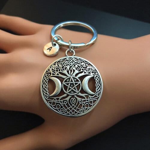 Triple Goddess Pendant, Wiccan Jewelry Moon Goddess Jewelry Wiccan Keychain, Goddess Keychain Goddess Jewelry Keychain Ring