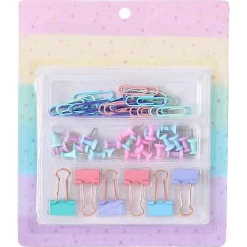 TUTU coloful Binder clip push pins paper clip stationery combination set pushpin clip Escolar Stationary Set H0513