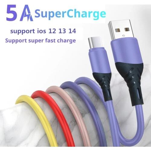 USB Cable For iPhone 12 11 Pro Max X XR XS 8 7 6 6s 5 5s Fast Data Charging Charger USB Wire Cord Liquid Silicone Cable 1M 2M
