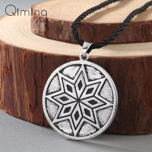 Vintage Handmade Tibetan Jewelry Necklace Star Rus Amulet Pendant Ancient Slavic Talisman Pendant Pagan Men Necklace Party Gift