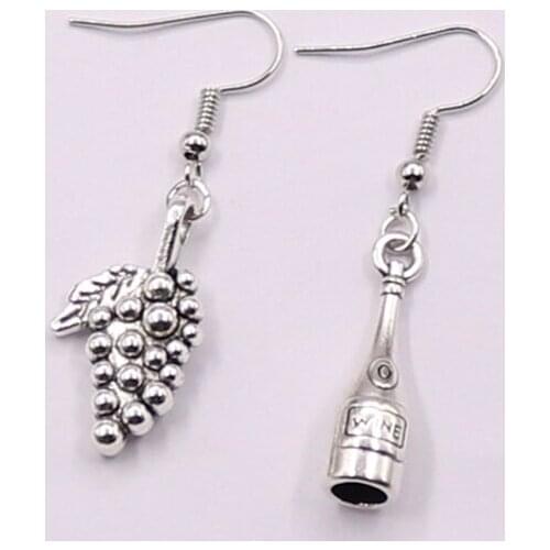 1Pair Personality Grape Winebottle Drop Earrings Wine Glass Pendant For Women Girl Gift Pendientes Handcraft Jewelry