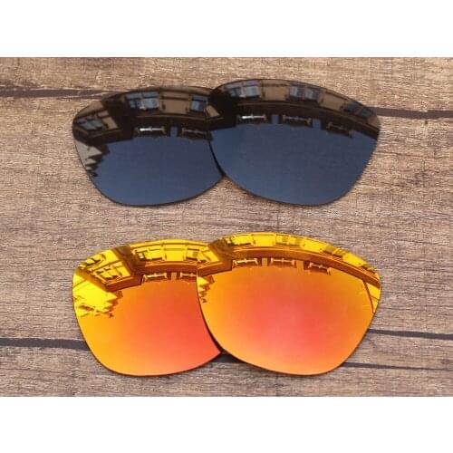 Vonxyz 2 Pairs Stealth Black & Ruby Mirror Polycarbonate Replacement Lenses for-Oakley Frogskins Frame
