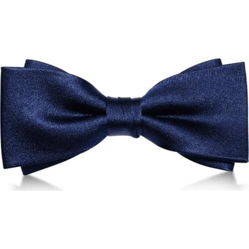 High Quality 2020 Brand New Fashion Mens Bow Ties Double Fabric Silk Dark Blue Bowtie Banquet Wedding Formal Butterfly Tie