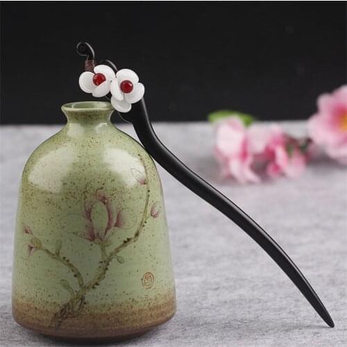 New Handmade Vintage Wood Chinese Hair Stick Pins Headpiece For Women Flower Hairpins Hair Ornaments Head Jewelry Accessories
