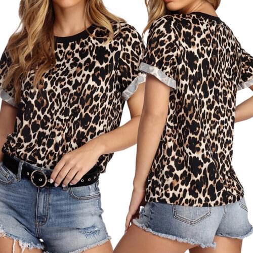 Women Summer T shirt 2021 Fashion Leopard Printed T Shirt Short Sleeve O Neck Casual Tops Tees Plus Size Sexy Streetwear T-shirt