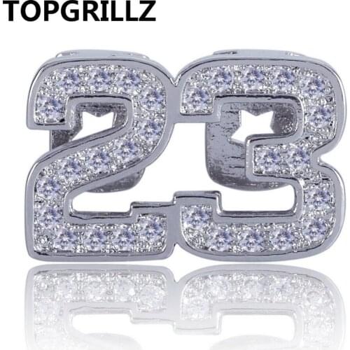 TOPGRILLZ Hip Hop Gold Silver Color Teeth Grillz Iced Out Micro Pave CZ NO. 23 Bottom Teeth Grills With Silicone Christmas Gift