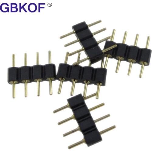 20pcs/lot, 4 pin needle 4pin RGB connector male type double 4pin for 3528 5050 RGB LED strip led accessories free shipping