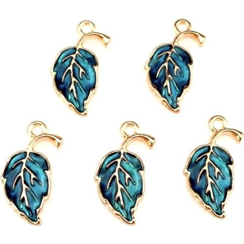 20Pcs/Lot Drop Oil Leaves Enamel Charms Metal Tree Leaf Pendant For Bracelet Earrings Jewelry Supplies