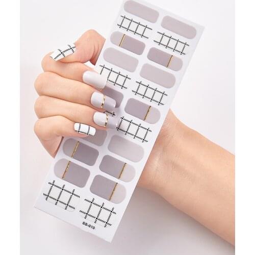 22 Tips/Sheet Solid Color And Striped Manicure Nail Adhesive Nail Wraps DIY Decals Plain Stickers Creative Self Adhesive Shiny