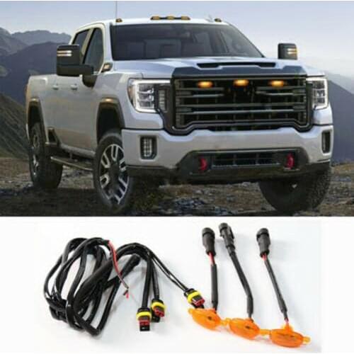 4500k 3*LED Light 1*wire Amber Cover For GMC Sierra 2500 HD 2019-2021 Grill LED Light Style