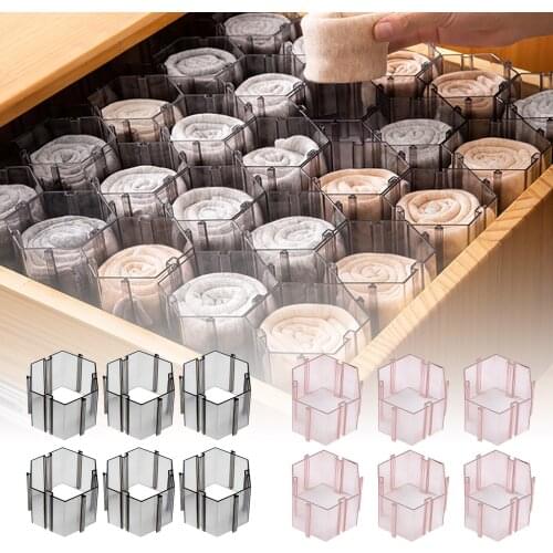 6pcs Honeycomb Drawer Organizer Grid Storage Box For Socks Ties Detachable Underwear Pantyhose Drawer Partition High Quality