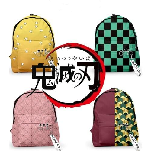 Anime Demon Slayer Backpack Kimetsu Canvas Bag Tomioka Giyuu School Bags Boys Girls Travel Bag Notebook Bags C29K120