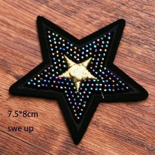 Handmade beaded star Rhinestone icon embroidered applique patches for kawaii clothes DIY Iron on badges on a backpack