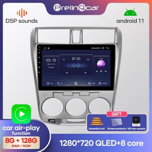 Prelingcar Android 10 NO DVD 2 Din Car Radio Multimedia Video Player Navigation GPS For For Honda CITY 2011 2012 2013 2014-2016