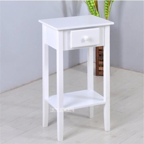 BS061WH Fashion Double Layer Wood Tea Table Sofa side Table Creative Dresser Small Storage Square Table Modern Simple Nightstand