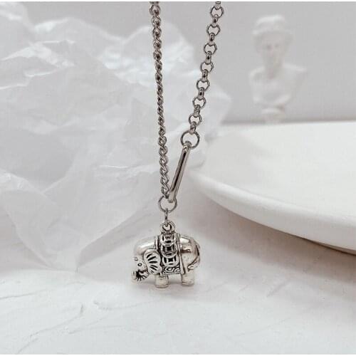 Vintage Animal Elephant Pendant Necklace for Women Girls Stainless Steel Jewelry Chain Good Luck Friendship Fashion Accessories