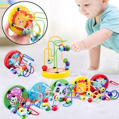 9X12cm Cribs Stroller Mobile Montessori Toys For Newborns Educational Lovely Animals Round Beads Baby Toys Children Gifts