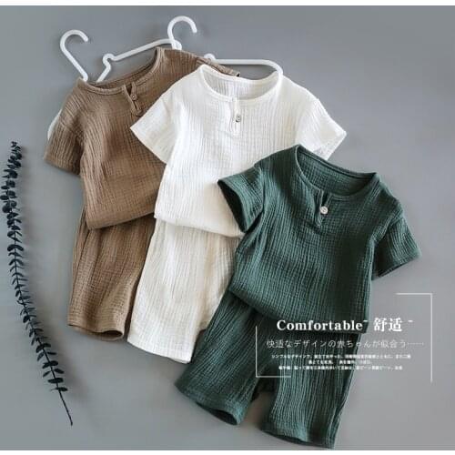 Baby Summer Cotton Soft Set Children Short Sleeve + Shorts Two-Piece Set kids clothes Cotton and linen kids clothes boys