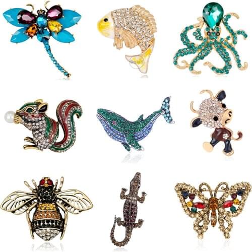 Cute Animals Whale Enamel Brooches For Women Insect Lapel Badges For Clothes Jewelry Collar Pins Gifts Accessories For Friends