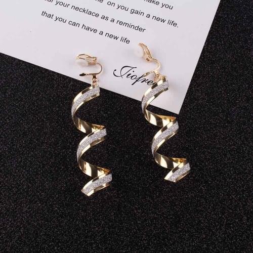 Europe and America Spiral geometry Clip on Earrings Without Piercing for Grils Party Wedding Charm Needn't Ear Hole Earrings