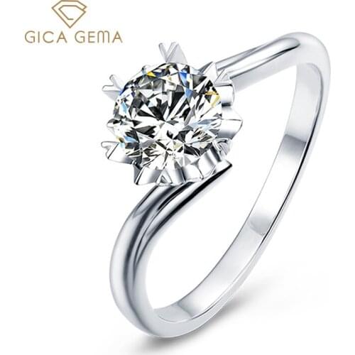 GICA GEMA Moissanite Finger Ring For Women Sterling Silver 925 1Ct Diamond Wedding Engagement Fine Jewelry Gift To Girlfriend