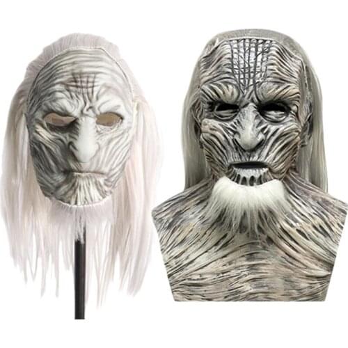 Game Cosplay The Zombie Mask with Wig White Walkers Costumes Latex Masks Halloween Party Costume Props