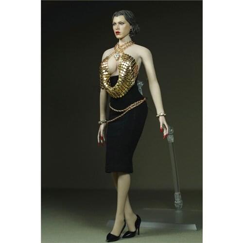 Custom Made 1/6 Scale Golden Jacket with Black Buttock Skirt Dress for 12inch Phicen Tbleague Action figure Collection toy