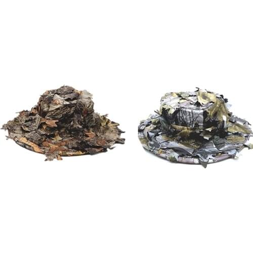 Camouflage Hat with Bionic 3D Real Tree Leaf Hunting Cap Fishing Hat for Outdoors Leaf Hat Jungle Camouflage Hat