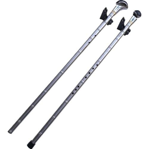 Chinese Metal Titanium Flute Xiao Walking Stick G/F Key Vertical Flute Flauta Profissional Music Instrument Self-defense Weapon