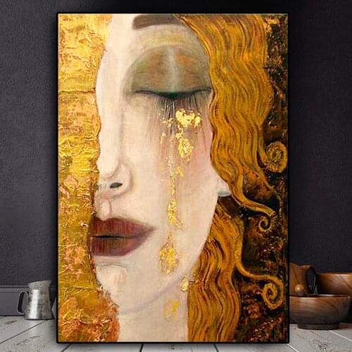 Classic Artist Gustav Klimt Tear Abstract 5D Diamond Painting Portrait Handmade Mosaic Wall Mural Poster Home Decoration