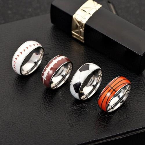 Ball ring baseball football basketball rugby soccer jewelry Stainless Steel Rings fashion Sports Male Simple Men Women