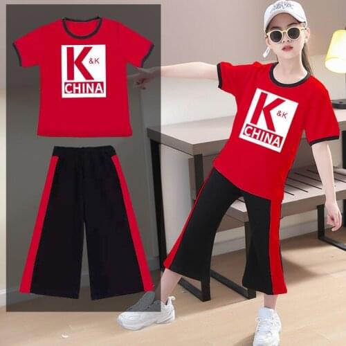 Girls Sets Children Clothes Summer Letter Set 2021 New Thin Large Size Sports Two-piece