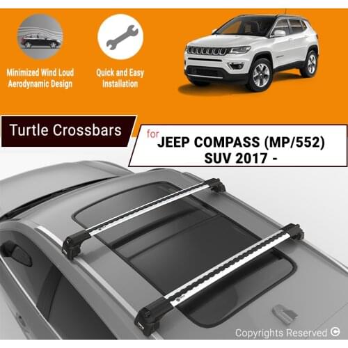CROSSBARS FOR JEEP COMPASS (MP/552) SUV 2017 ON ALUMINUM ALLOY SIDEBARS CAR ROOF RACK LUGGAGE CARRIER BARS SET OF 2