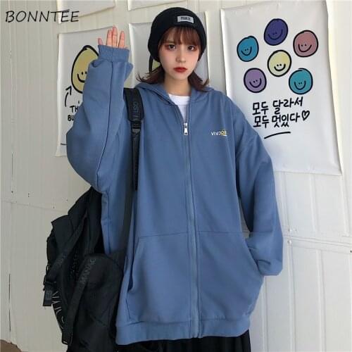 Basic Jackets Women Zipper Loose Stylish Harajuku Korean Feminino Outwear Hip-hop BF Chic Daily Popular All-match 2XL Print New