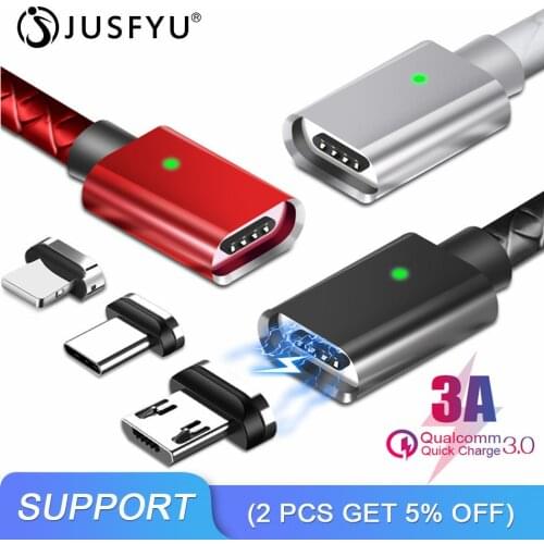 Magnetic Cable For iPhone 6 7 Xs Micro USB Type C Cable 3A Fast Charging USB Type C Cable For Samsung Xiaomi Charger Phone Cord
