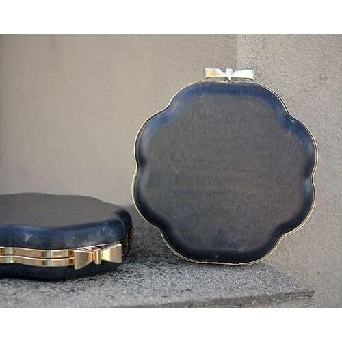 Metal frame Round Box purse frame silver or gold with black plastic cover metal purse frame wholesale obag hanger bag frames