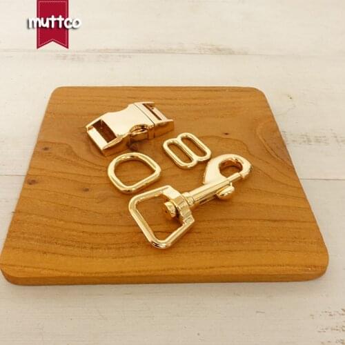 Metal buckle+adjust buckle+D ring+metal dog clasp/set) Retailing 15mm handmade dog Collar leash set accessories high quality