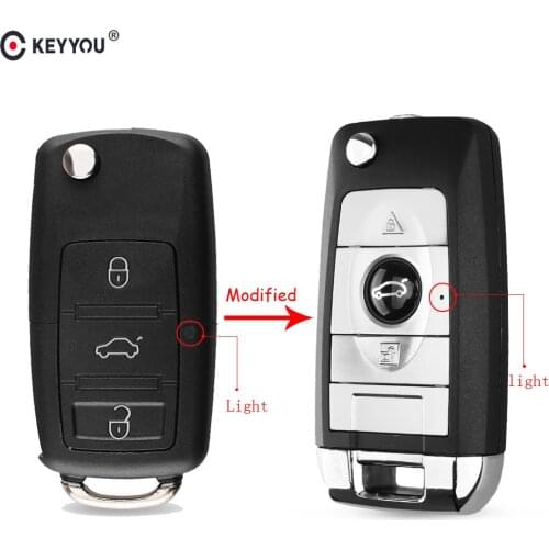 KEYYOU 3 Button Modified Folding Flip Car Key Shell For Volkswagen VW Golf 7 Jetta Passat Beetle Polo Bora Key Remote Auto Case